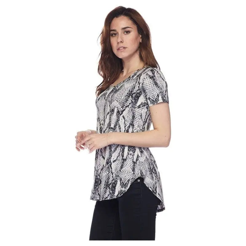 Round Hem Snake Print Tunic Top LECCE