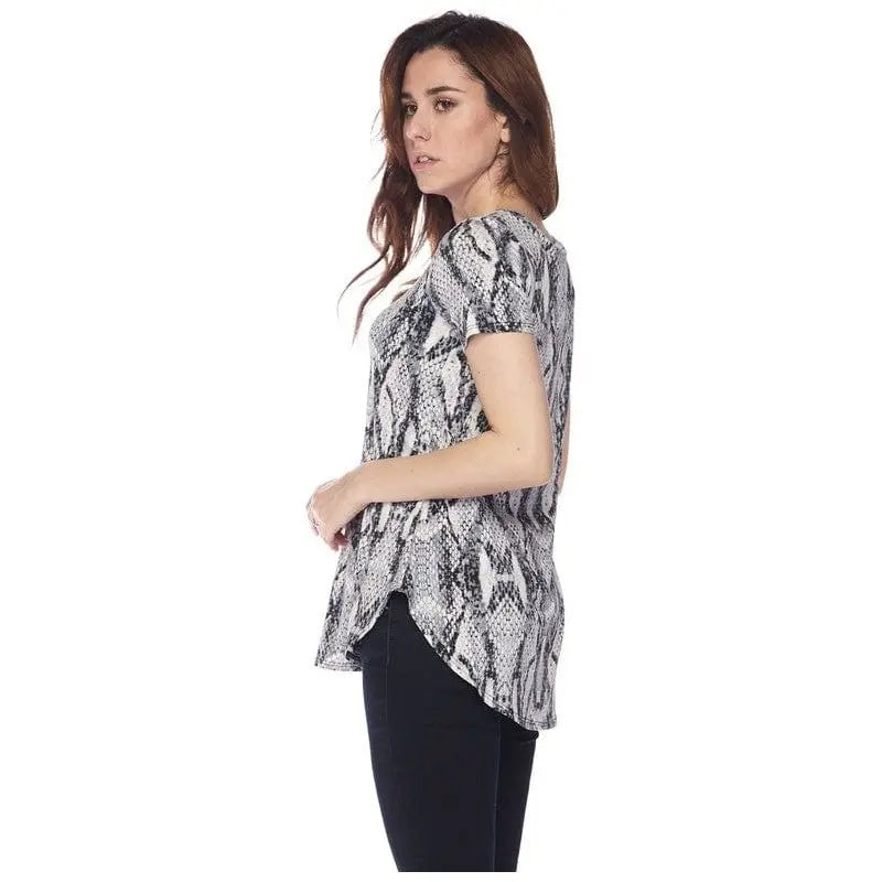 Round Hem Snake Print Tunic Top LECCE