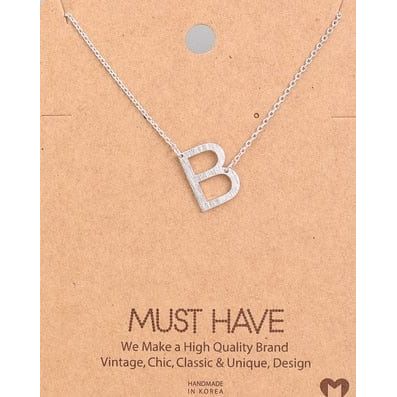 Silver Initial A Pendant Necklace A-Z