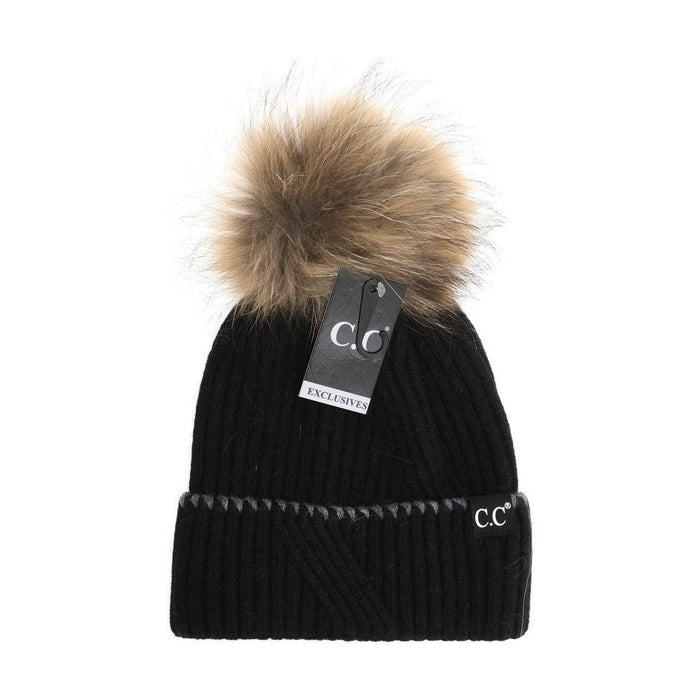 CC Exclusive - Black Label Special Edition Ribbed Cuff Accented CC Beanie ST71