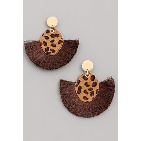 Leopard Tassel Fan Earrings