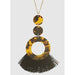 Round Acetate Thread Tassels Long Necklace