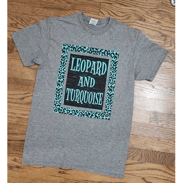 Leopard and turquoise t-shirt