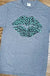 Leopard lips - turquoise t-shirt T-art fashion