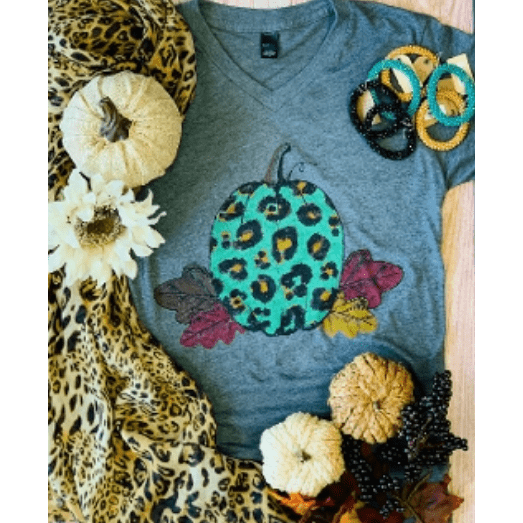 Camiseta calabaza cosecha leopardo
