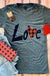 LOVE PLAID HEART CHARCOAL V-NECK