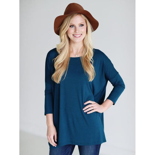 BAMBOO 3/4 SLEEVE TOP Majolica Blue