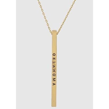 Oklahoma Ok State Engraved Metal Bar Delicate Necklaces