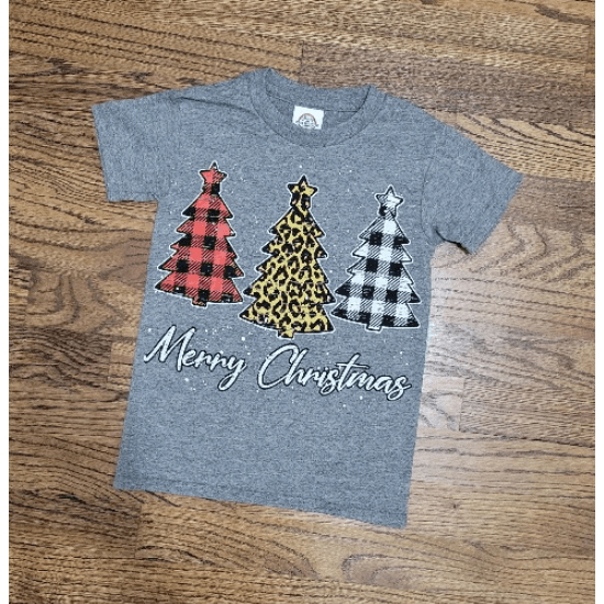 Leopard and plaid trees youth tees