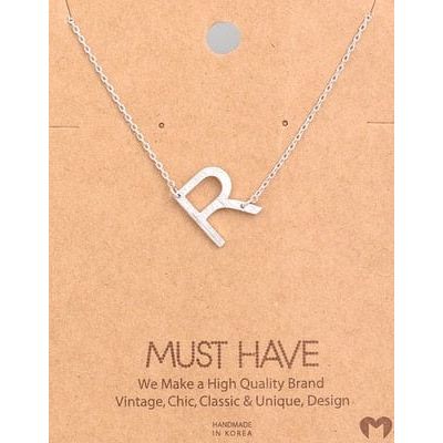 Silver Initial A Pendant Necklace A-Z