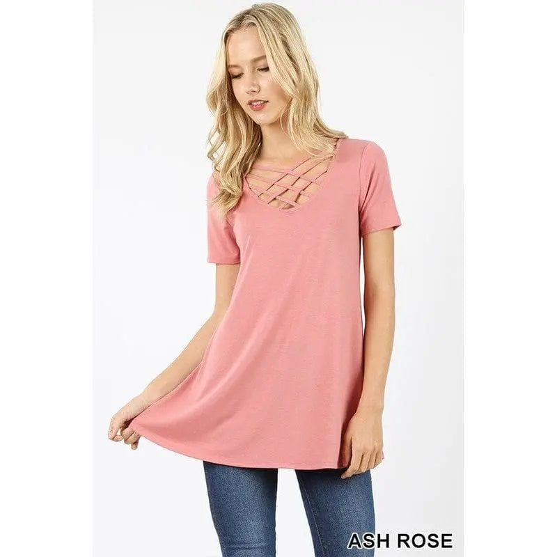 PREMIUM FABRIC SHORT SLEEVE TRIPLE LATTICE TOP REGULAR SIZE LECCE