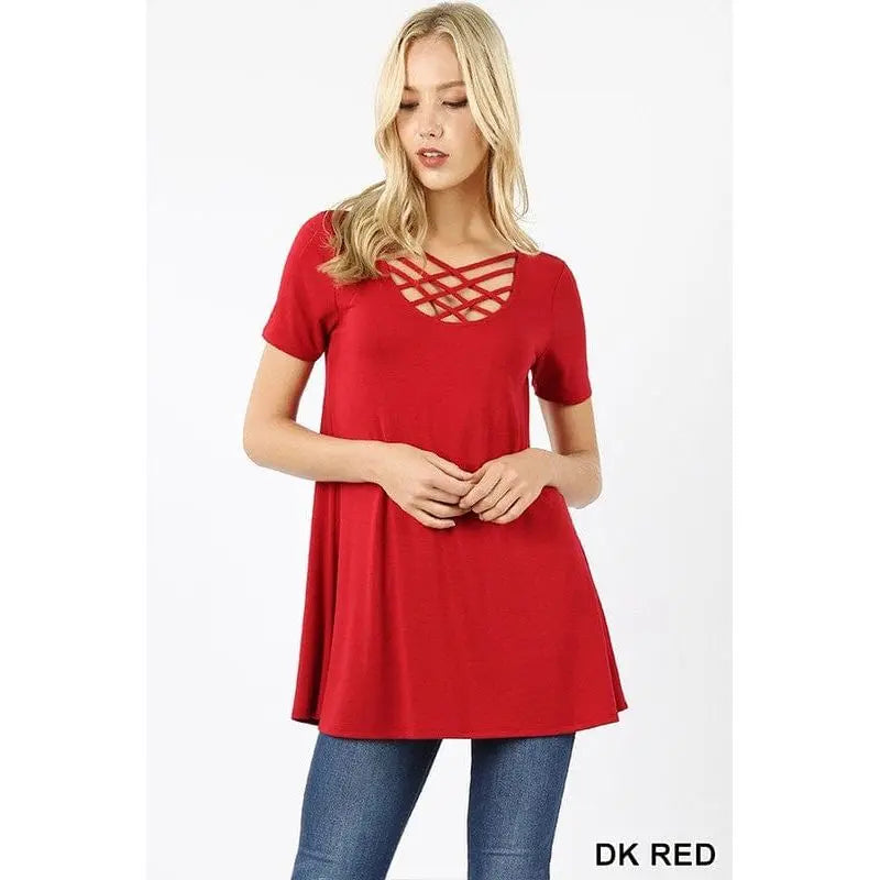 PREMIUM FABRIC SHORT SLEEVE TRIPLE LATTICE TOP REGULAR SIZE LECCE