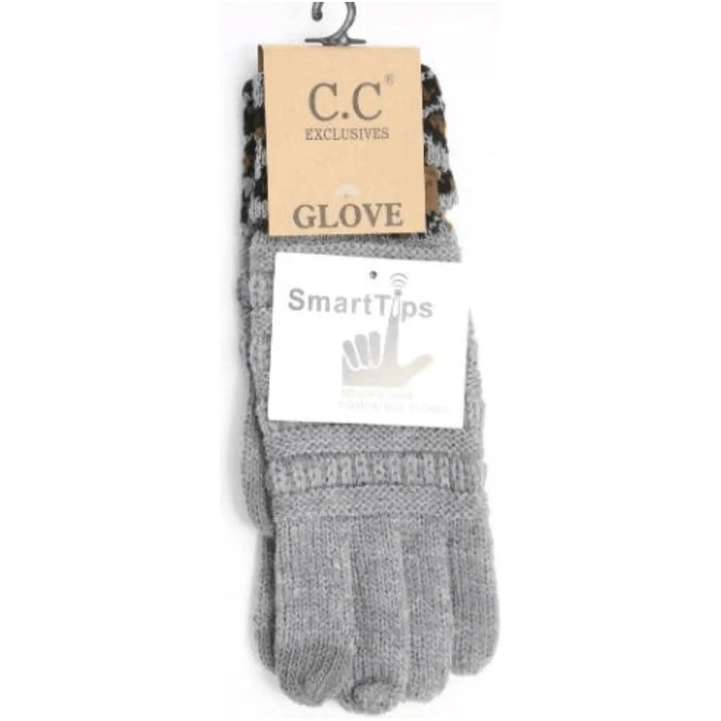 GUANTES CC DE PUNTO DE TONAL SÓLIDO CON PUÑO DE LEOPARDO G80