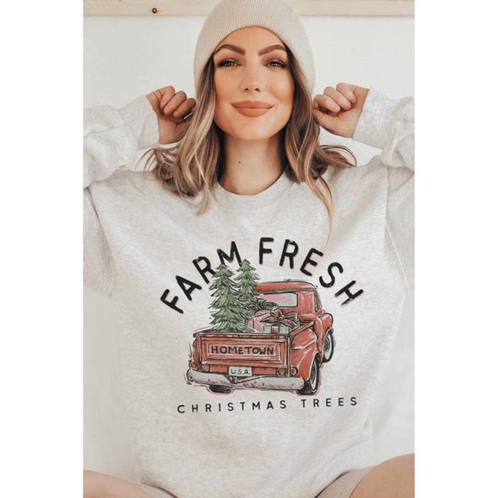 Farm fresh christmas trees graphic sweatshirt
