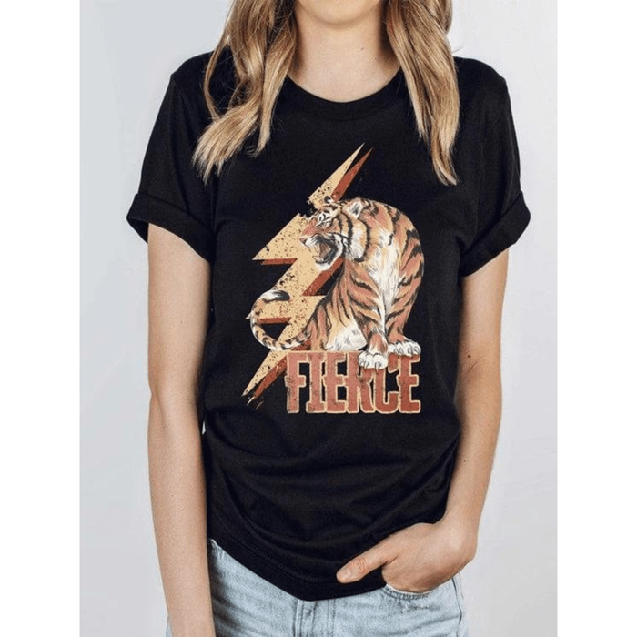 Camiseta unisex con gráficos de tigre feroz