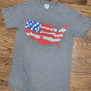 Camiseta con mapa de EE. UU.