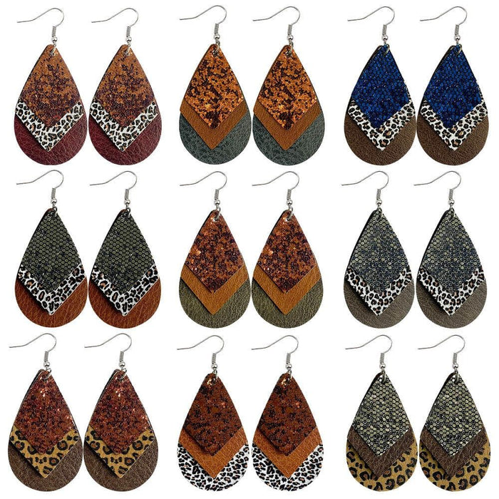 Sequins leopard multilayer earrings