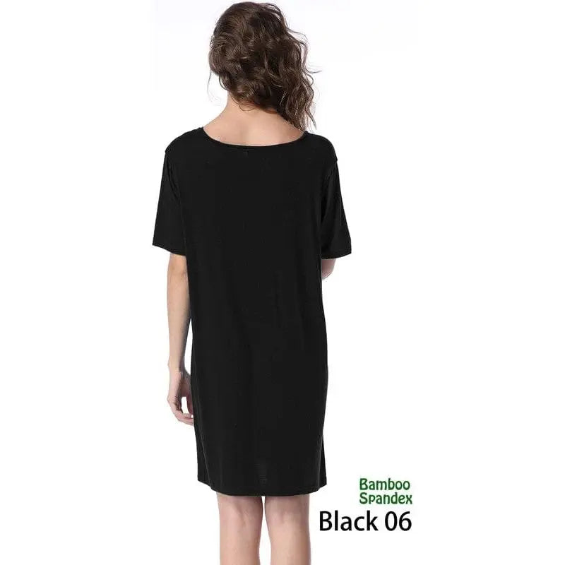 Bamboo spandex V neck short sleeves knitted dress. LECCE