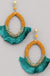 Seed Beaded Hoop Tassel Earrings
