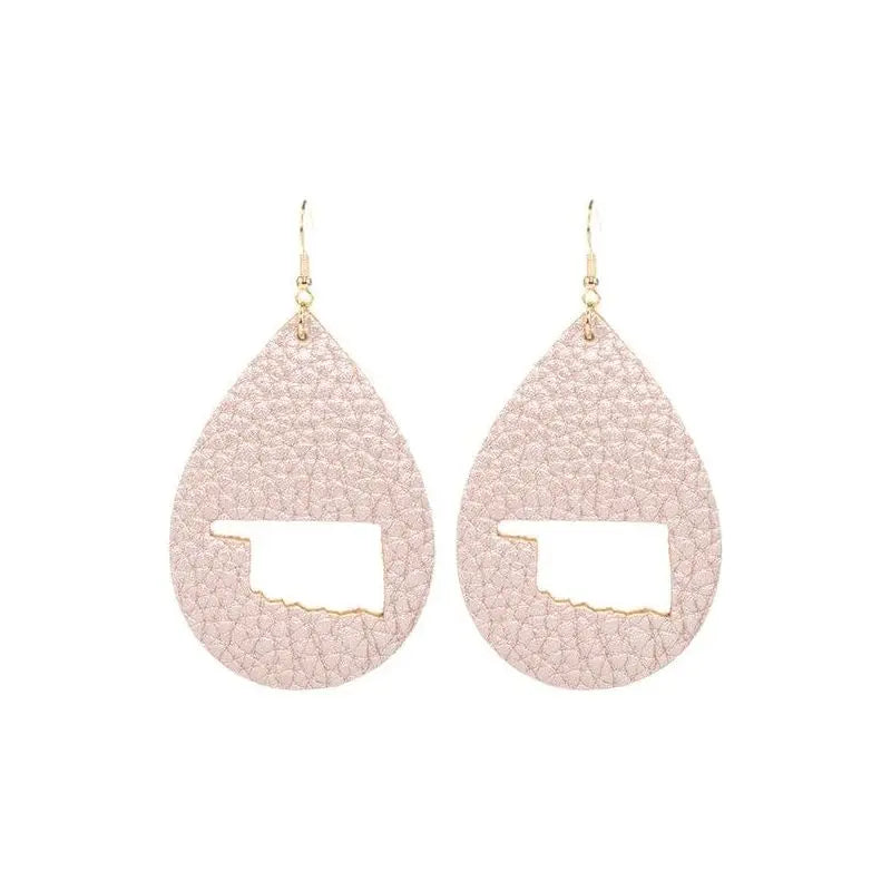 Tear Drop Leather With Shape Oklahoma Hole Earrings LECCE