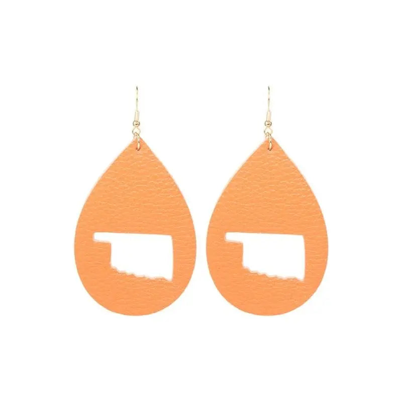 Tear Drop Leather With Shape Oklahoma Hole Earrings LECCE