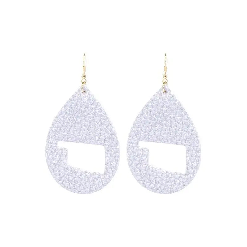 Tear Drop Leather With Shape Oklahoma Hole Earrings LECCE