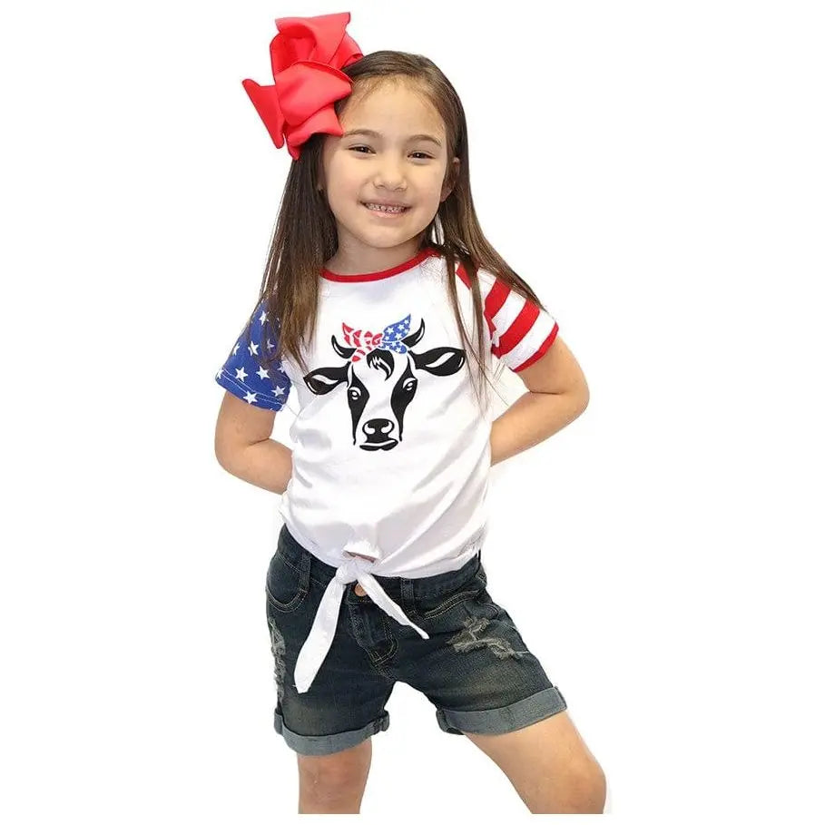 Top con estampado de hombros y bandera de EE. UU.