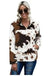 Zip collar cow print fleece sweatshirt Tracie's