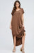 Loose fit, scoop V-neck, short sleeve midi length dress LECCE