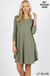 3/4 SLV ROUND HEM A LINE DRESS WITH SIDE POCKETS Women Clothing Boutique LECCE