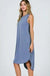 Cupro Round Neck Sleeveless Hi Low Hem Dress. LECCE