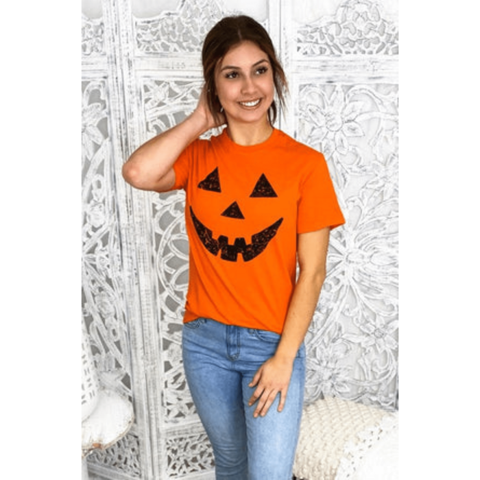 Camiseta de halloween con cara de calabaza