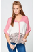 Leopard Color Block Top with Button and Knot LECCE