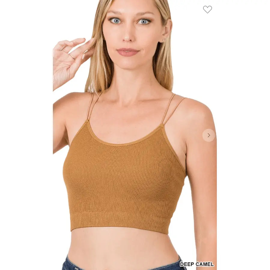 Ribbed seamless double strap brami Zenana