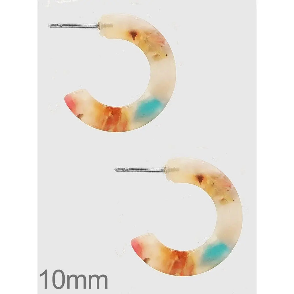 10mm Tortoise Acetate Open Octagon Hoop Earrings