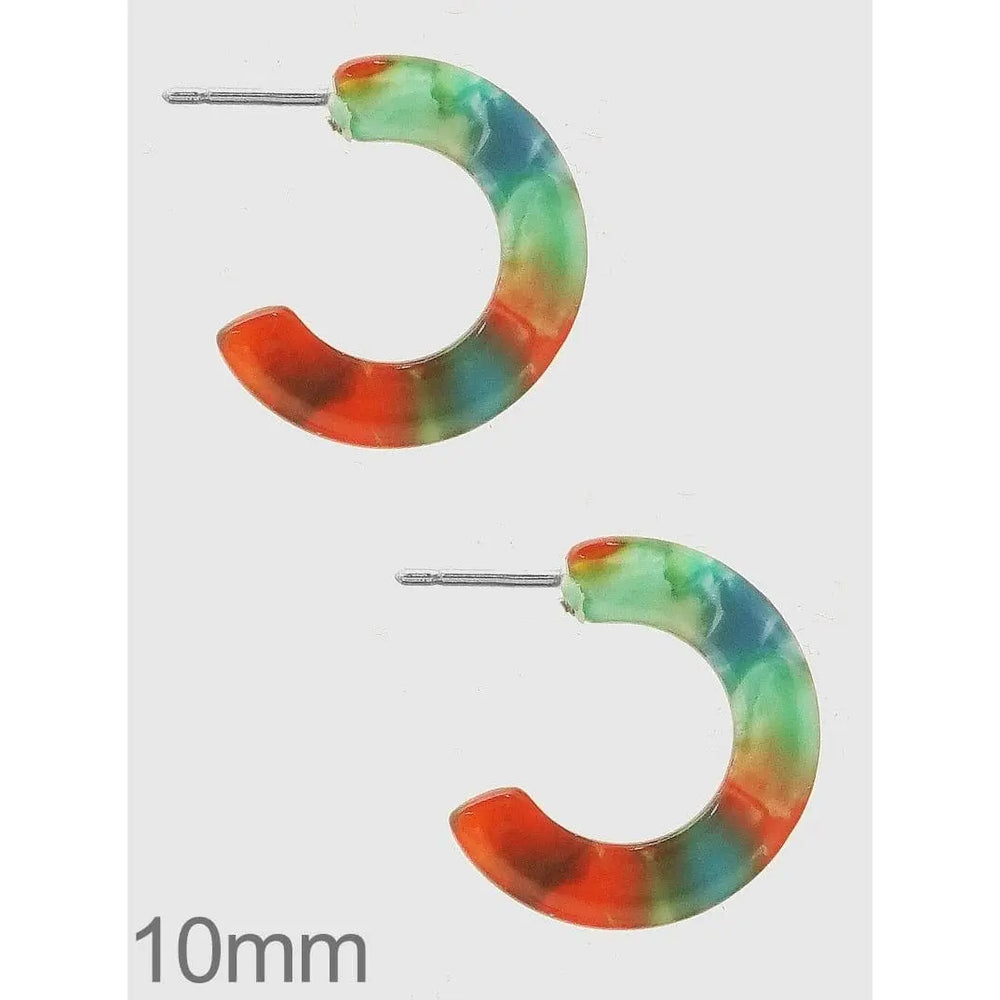 10mm Tortoise Acetate Open Octagon Hoop Earrings