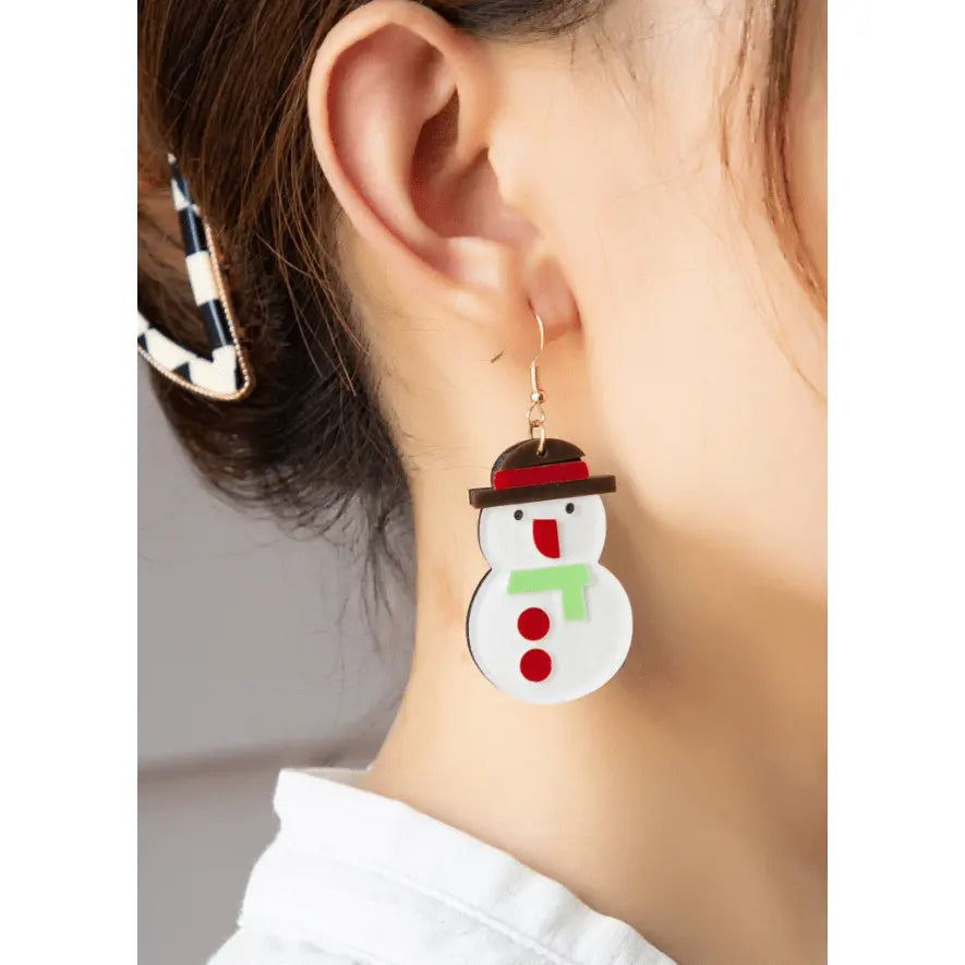 Pendientes de muñeco de nieve acrílico