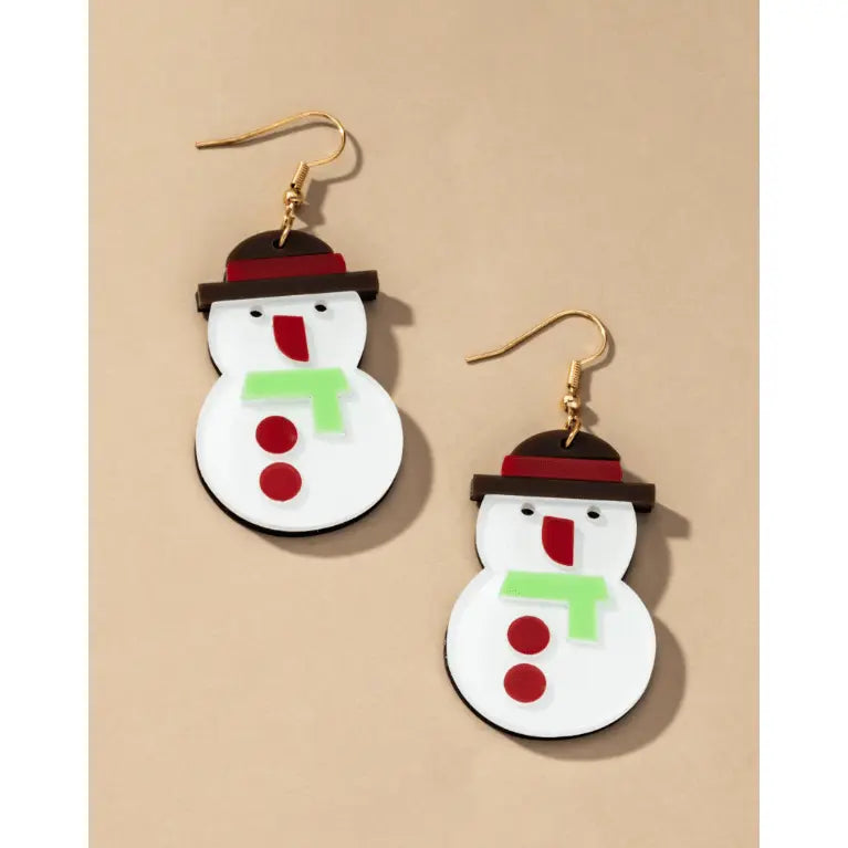 Pendientes de muñeco de nieve acrílico