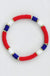 Americana Patriotic Red White Blue Bead Bracelet - LECCE