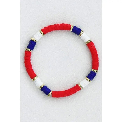 Americana Patriotic Red White Blue Bead Bracelet - LECCE