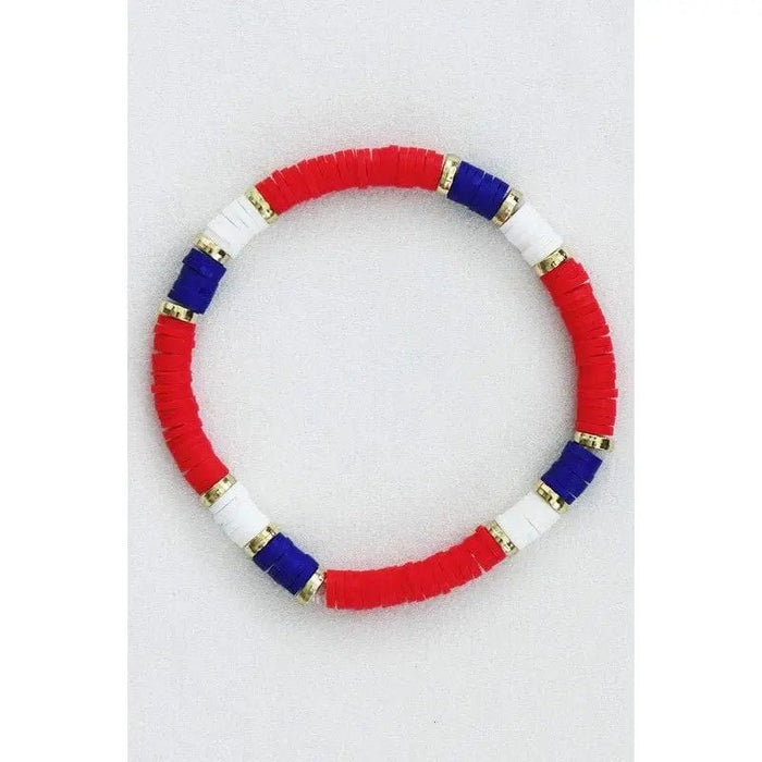 Americana Patriotic Red White Blue Bead Bracelet - LECCE