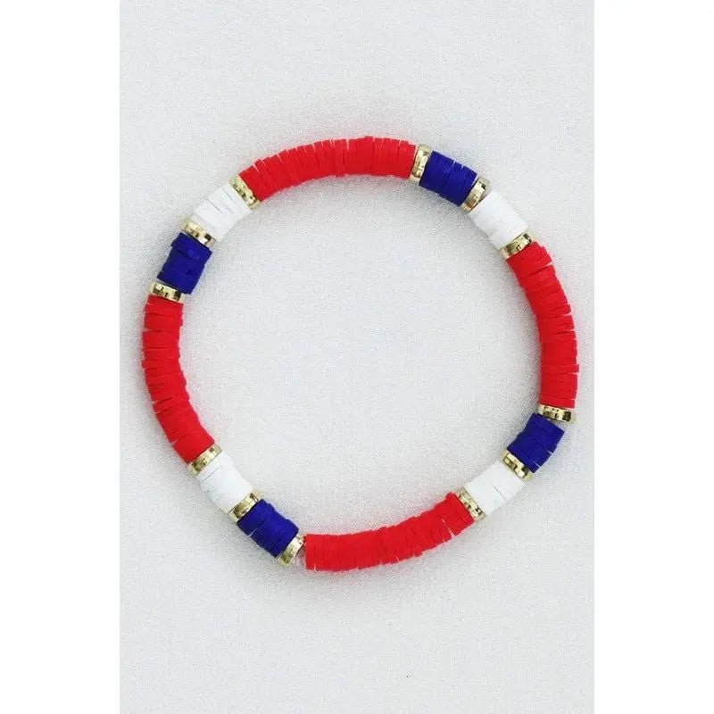 Americana Patriotic Red White Blue Bead Bracelet - LECCE