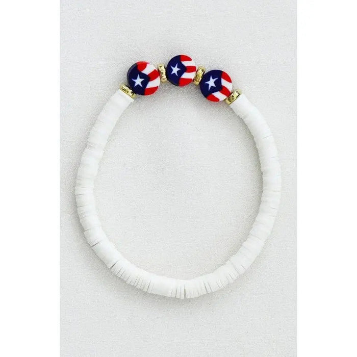 Americana Patriotic Red White Blue Bead Bracelet - LECCE