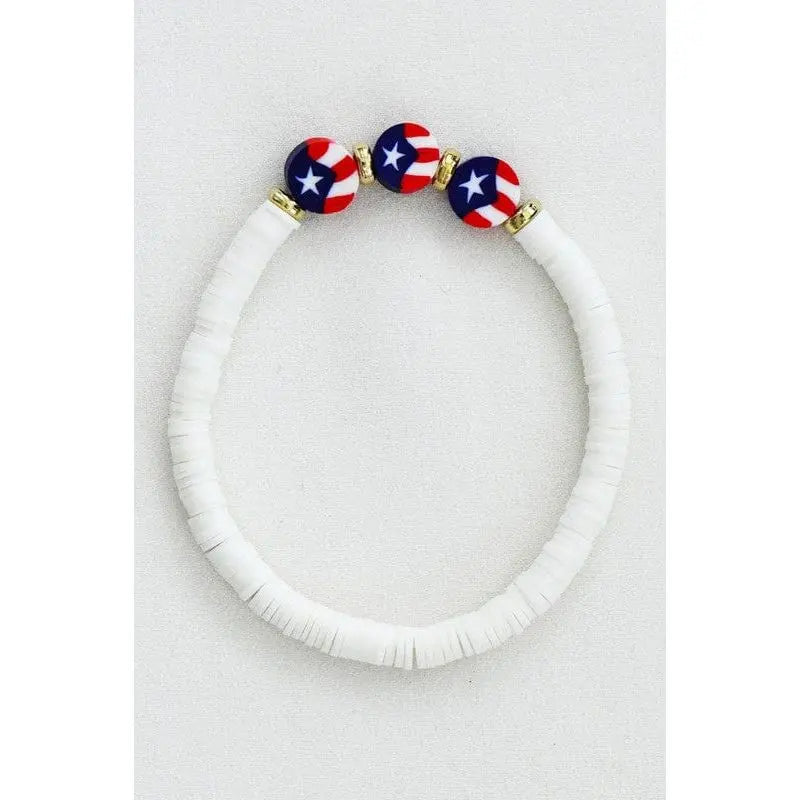 Americana Patriotic Red White Blue Bead Bracelet - LECCE