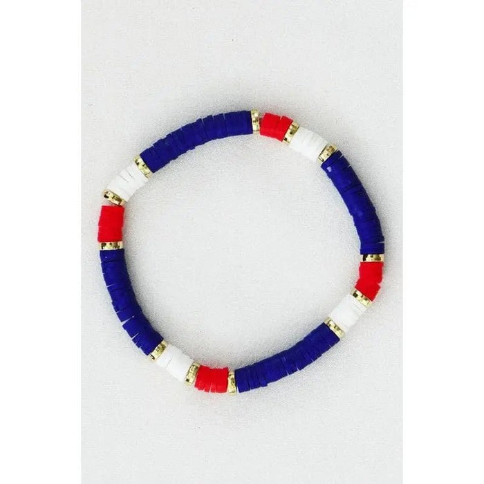 Americana Patriotic Red White Blue Bead Bracelet - LECCE