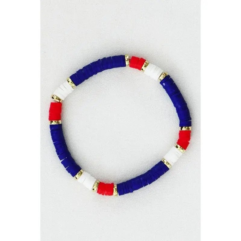 Americana Patriotic Red White Blue Bead Bracelet - LECCE