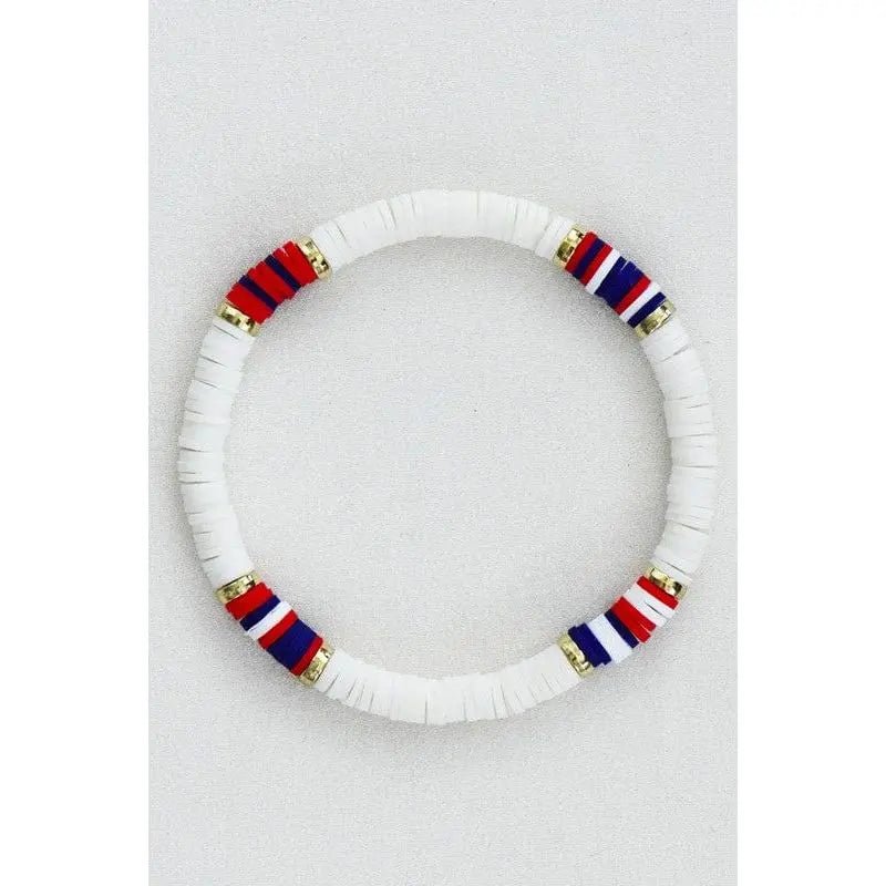 Americana Patriotic Red White Blue Bead Bracelet - LECCE