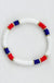 Americana Patriotic Red White Blue Bead Bracelet - LECCE