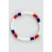 Americana Patriotic Red White Blue Bead Bracelet - LECCE