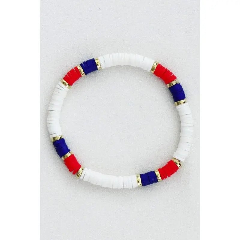 Americana Patriotic Red White Blue Bead Bracelet - LECCE